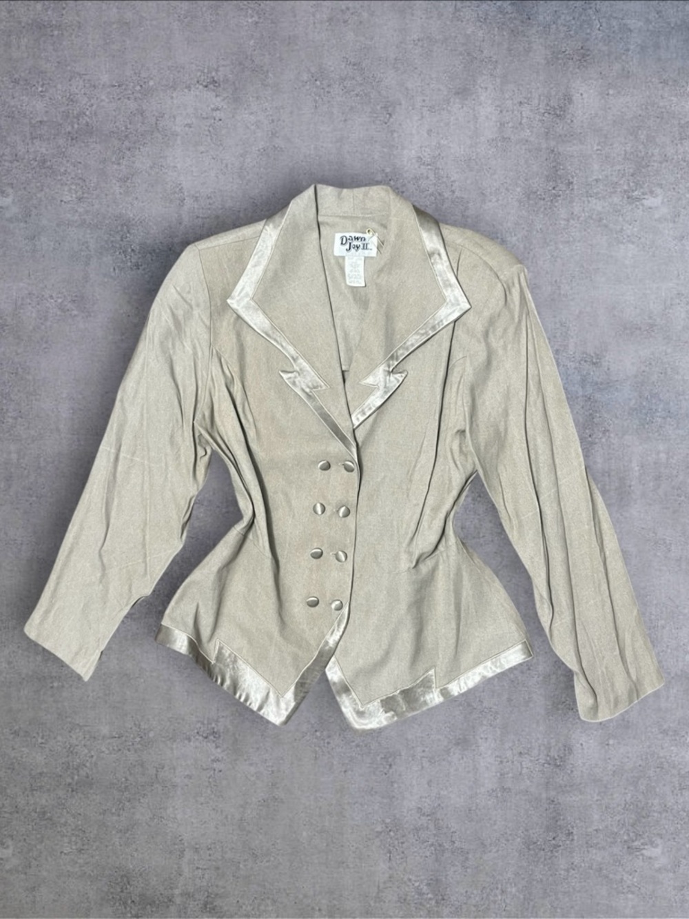 Vintage 70s Beige Dawn Joy II FIERCE Sz 12P Blazer